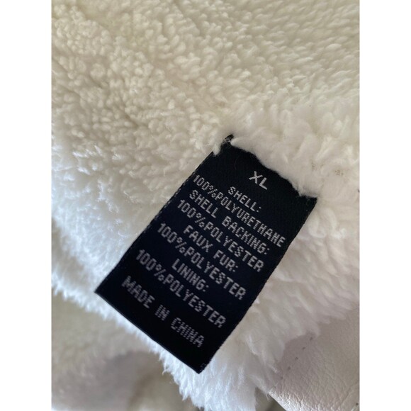 Baccini Sherpa Lined White Faux Leather Asymmetrical Silver Zip Moto Jacket  XL - Picture 8 of 12